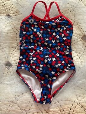 OP Red, White & Blue Star Print Kids One-Piece Swimsuit
